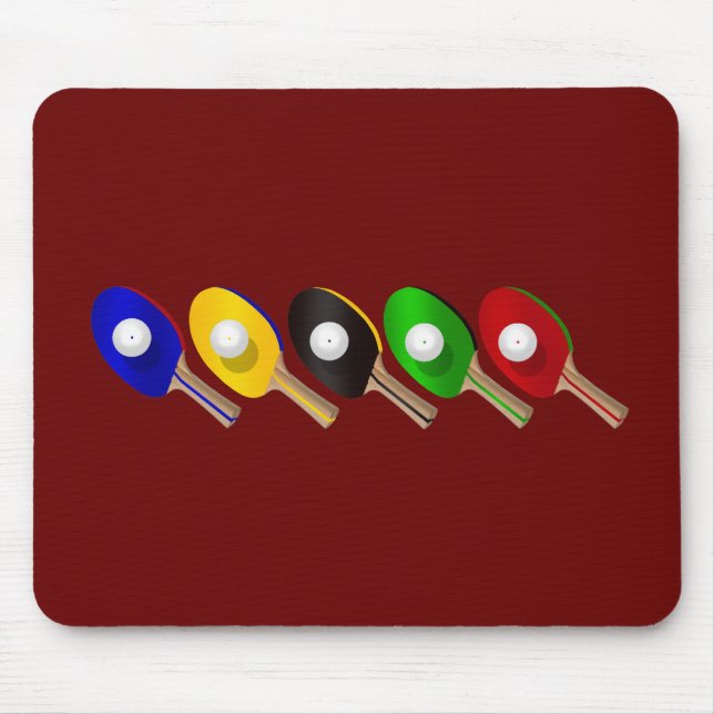 Table Tennis Bat and Ping Pong Ball Sports Mouse Pad (Front)