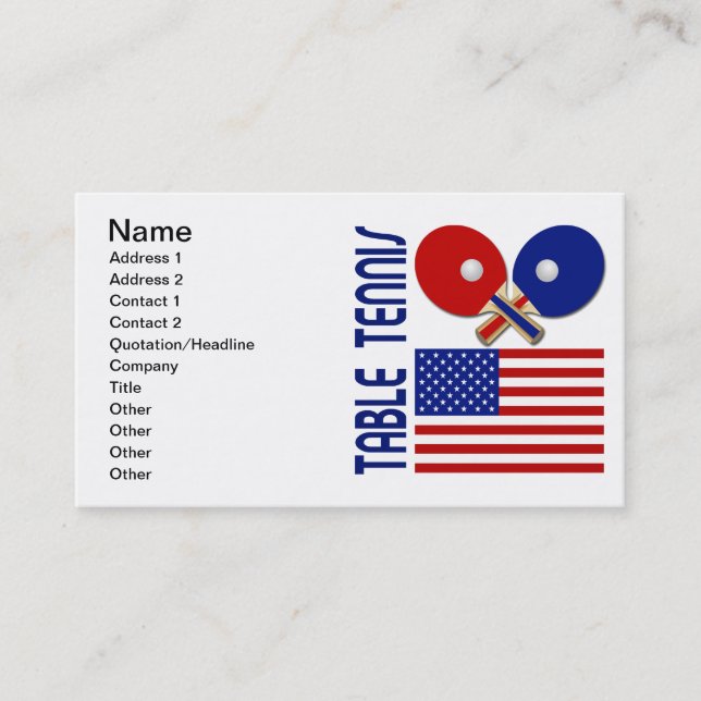 Table Tennis Business Card (Front)