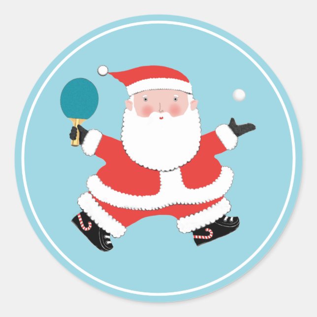 Table Tennis Christmas Classic Round Sticker (Front)