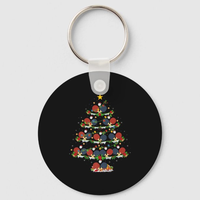 Table Tennis Christmas Tree Lights Srts Player Xma Keychain (Front)