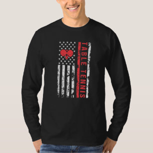 Table Tennis Cool American Flag Paddle T-Shirt