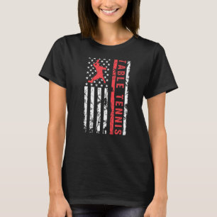 Table Tennis Cool American Flag  Player T-Shirt