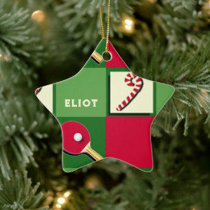 Table Tennis Holiday Gift Ceramic Ornament