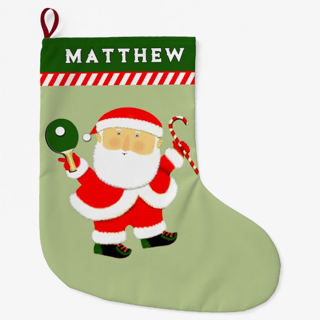 Table Tennis Holiday Gift Large Christmas Stocking (Front)