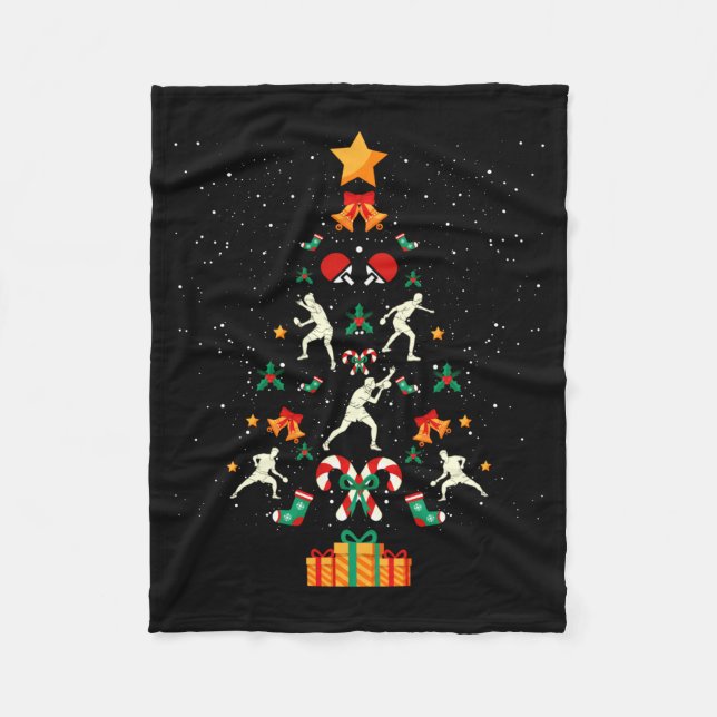Table Tennis Ng Ng Player Christmas Tree Xmas Long Fleece Blanket (Front)