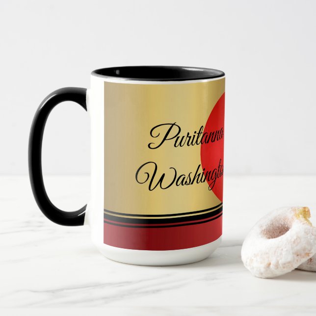 Table Tennis paddle and ball Elegant Background Mug (With Donut)
