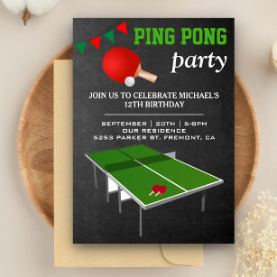 Table Tennis Ping Pong Birthday Party Invitation