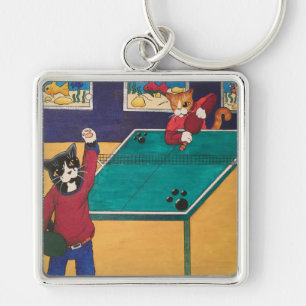 Table Tennis Ping Pong Cats Keychain