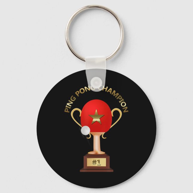 Table Tennis Ping Pong Champion Trophy  Keychain (Front)
