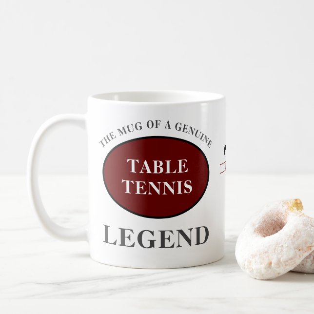 Table Tennis Ping Pong Legend Add Monogram & Name Coffee Mug (With Donut)