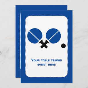 Table tennis ping-pong rackets and ball black blue invitation