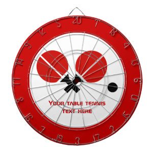 Table tennis ping-pong rackets and ball black, red dartboard