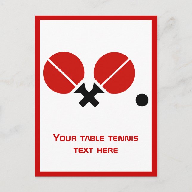Table tennis ping-pong rackets and ball vertical postcard (Front)
