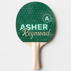 Table Tennis Player name distressed GREEN Ping Pong Paddle