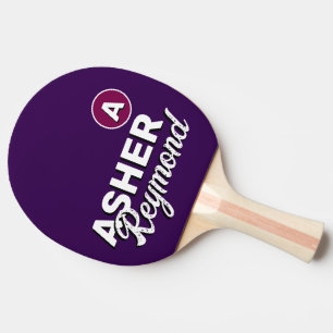 Table Tennis Player name on dark-purple Ping Pong Paddle