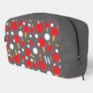 Table Tennis Player Ping Pong Patterned Monogram Dopp Kit