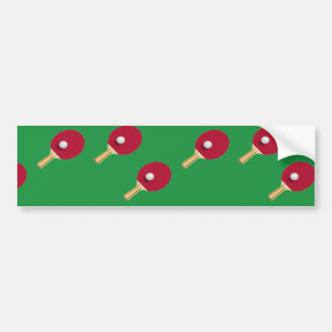 Table tennis racket and ball on green bumper sticker