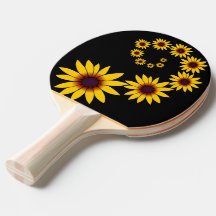 Table tennis racquet with yellow sunshade - flower