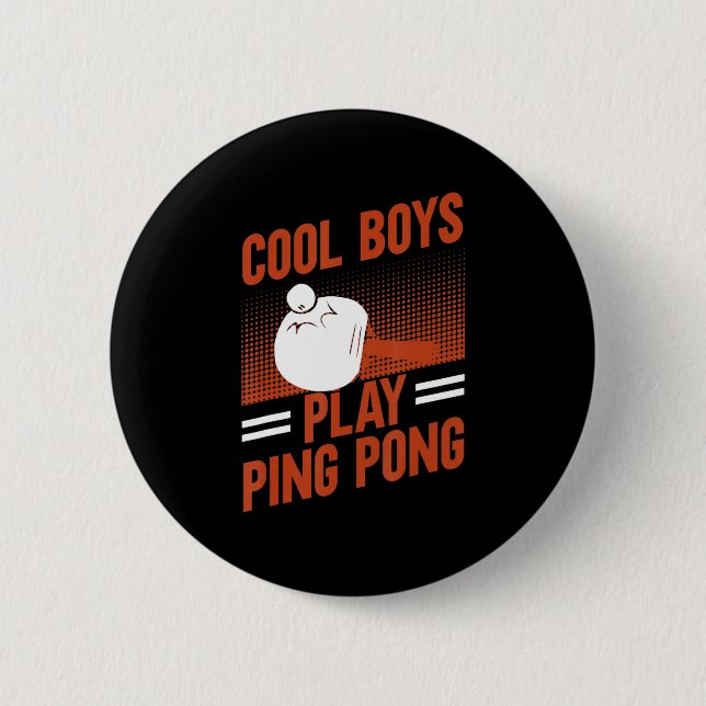 Table Tennis Sport Cool Boys Play Ping Pong  2 Inch Round Button (Front)
