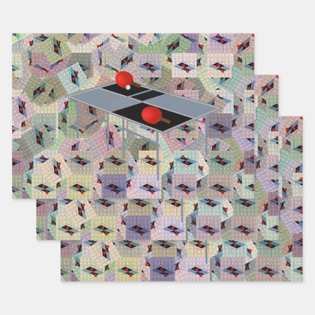 Table Tennis Table With Paddles, Gift Wrap Sheets, (Set)