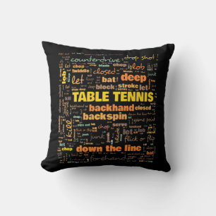 Table Tennis Terminology Commonly Used Terms Throw Pillow