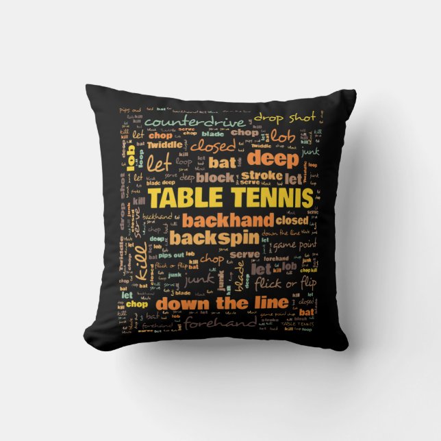 Table Tennis Terminology Commonly Used Terms   Throw Pillow (Front)