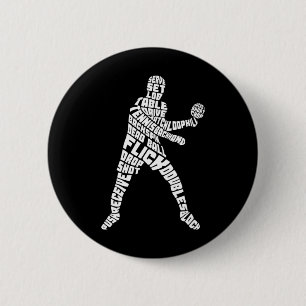 Table Tennis Typography Ping Pong Word Art 2 Inch Round Button