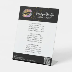 *~* Table Tent Glitter LIPS tabletop Pedestal Sign