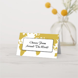 Table Tent - Gold World Map Place Card