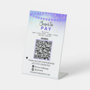 *~* Table Tent PAY QR code Tabletop  Pedestal Sign