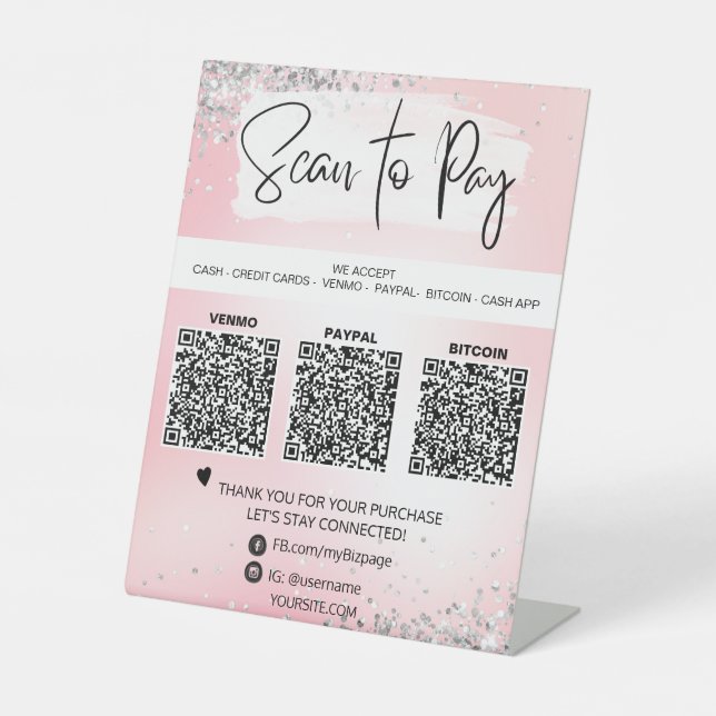 *~* Table Tent QR PAYMENT  Pedestal SignTabletop  Sign (Front)