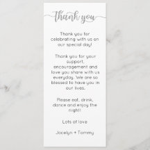 Table Thank You Card, Place Setting Card, Thank