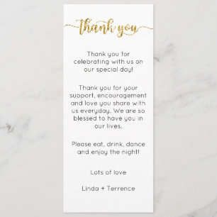 Table Thank You Card, Place Setting Card, Thank Menu