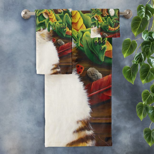 Table Top Gaming Dragon Cat Bath Towel Set (Creator Uploaded)