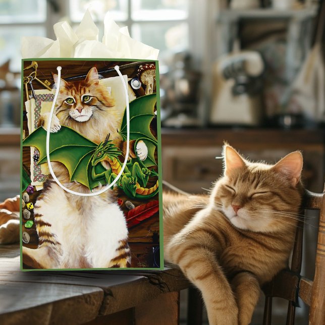 Table Top Gaming Dragon Cat Medium Gift Bag (Creator Uploaded)