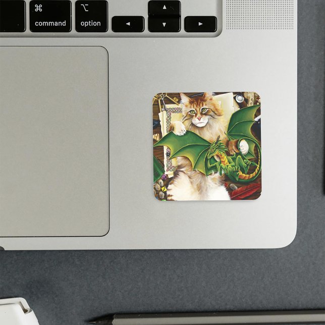 Table Top Gaming Dragon Cat Square Sticker (Creator Uploaded)