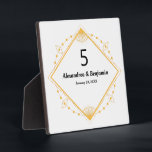 Table Top Number Wedding Gold White Personalize  Plaque<br><div class="desc">Table Top Number Wedding Gold White Personalize Plaque is great to add that special touch to your wedding or other events. Personalize it with your information.</div>