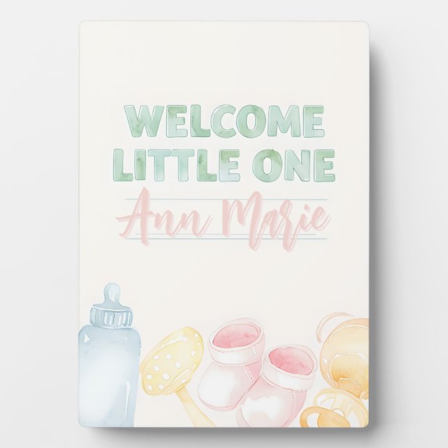 Table Top Welcome Little One Baby Shower Sign Plaque (Front)