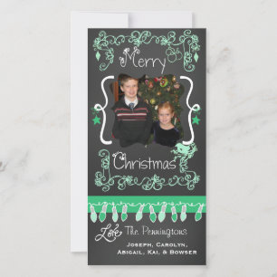 Table verte Chalkboard Joyeux Carte photo de Noël