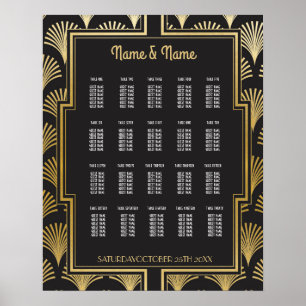 Table Wedding Gatsby Art Deco 1920s 20 Seat Plan P Poster