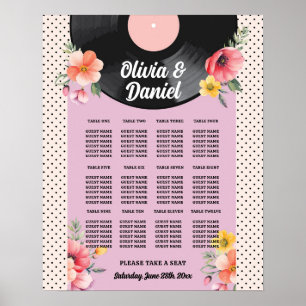 Table Wedding Seating 12 Record Music 1950s Poster