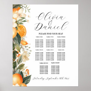Table Wedding Seating 8 Florals Citrus Oranges  Poster
