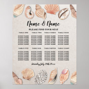Table Wedding Seating 8 Seating Plan Shells Ocean Poster