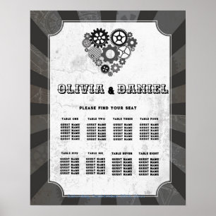 Table Wedding Seating 8 Steampunk Wedding Hearts  Poster