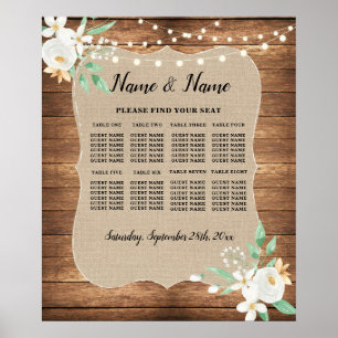 Table Wedding Seating White Floral 8 Seating Poster