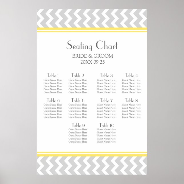 Tableau 10 Tables Chevron gris jaune (Devant)