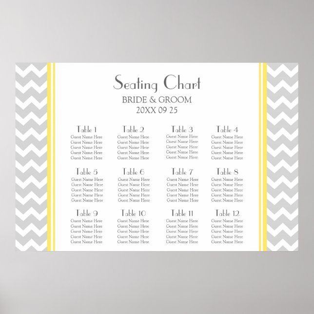 Tableau 12 Tables Chevron gris jaune (Devant)