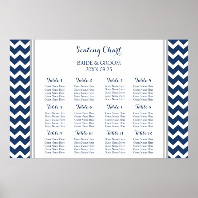 Tableau 12 Tables Gris Bleu Chevron (Devant)