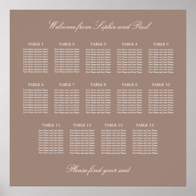 Tableau 14 Poster du Mariage de table (Devant)
