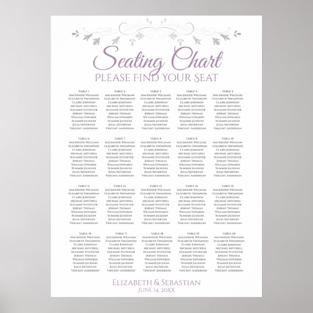 Tableau 20 Mariage gris mauve simple (Devant)